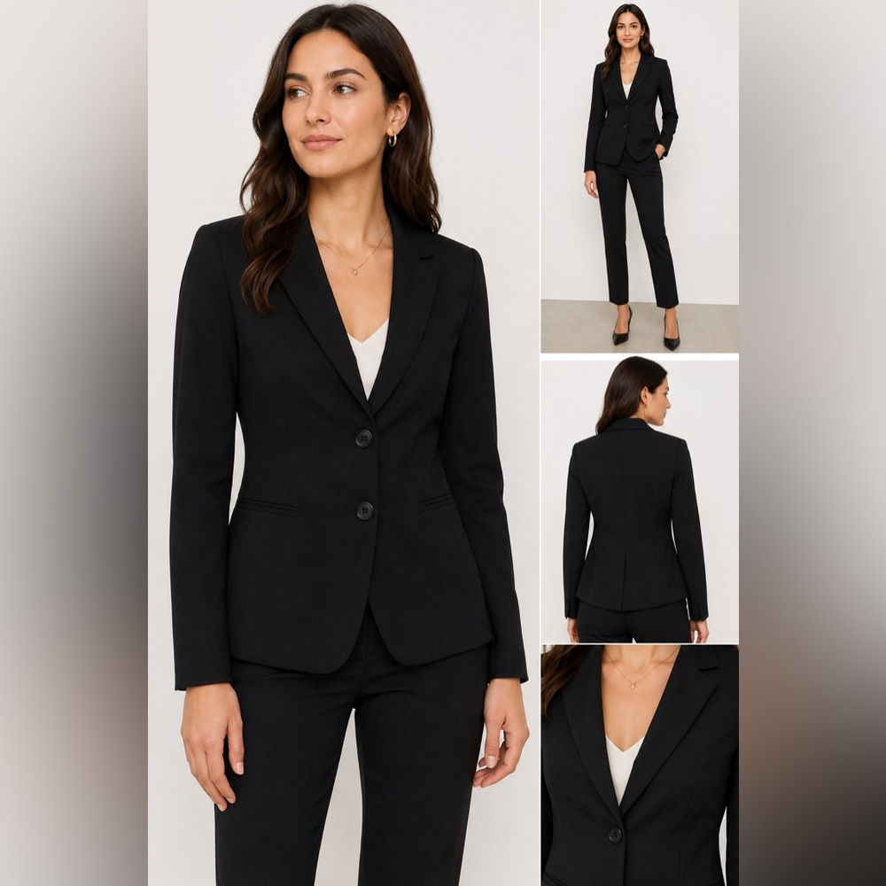 Sisley Blazer Womens 38 US 2 XS Black Stretch Tailored Made in Italy Jacket Y2K